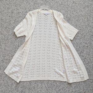 Classic Editions Women's (Large) Knit Crochet Open Cardigan/Sweater w/Cut-Outs